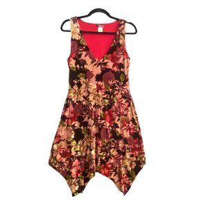 VENUS Women Shark Hem Sleeveless V Neck Velvet Dress Sz M Multicolor Party 68-26